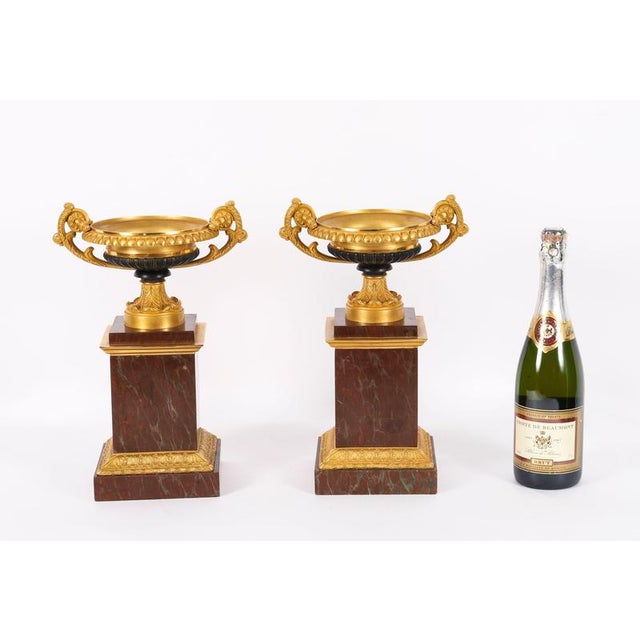 Antique French Grand Tour Ormolu, Bronze and Marble Tazzas, 19th Century, Set of 2 For Sale - Image 15 of 16