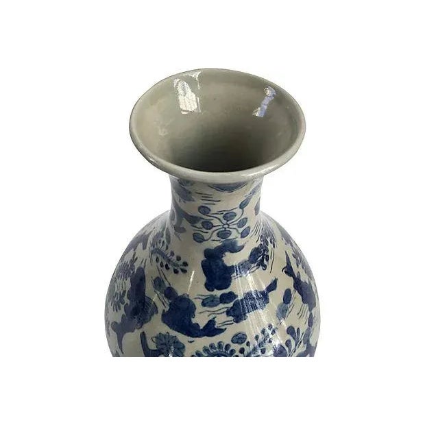 Vintage Chinese Hand Painted Celadon Koi Vase For Sale - Image 4 of 7