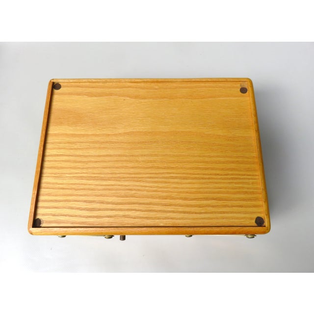 Beech & Brass Document Tray & Storage Box, 1960s For Sale - Image 10 of 14