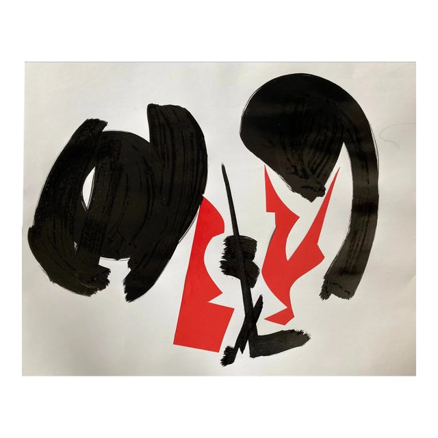 Abstract Ink/Brush Painting on Paper by Erik Sulander 28x22 For Sale