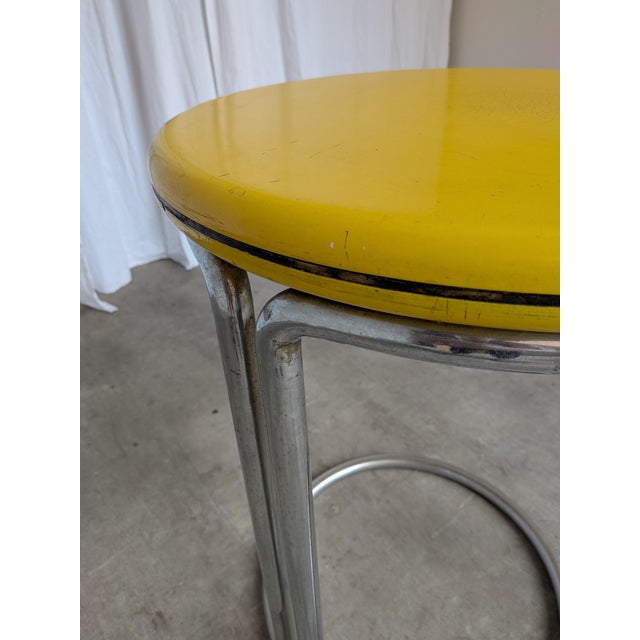 Silver Vintage Bauhaus Yellow Bar Table in Chrome, 1970s For Sale - Image 8 of 18