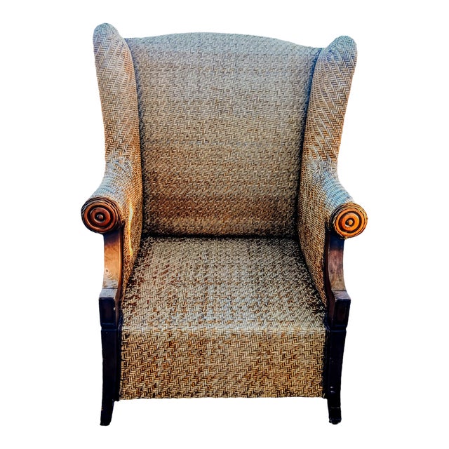 Woven Rattan Wicker Wingback Chair Chairish