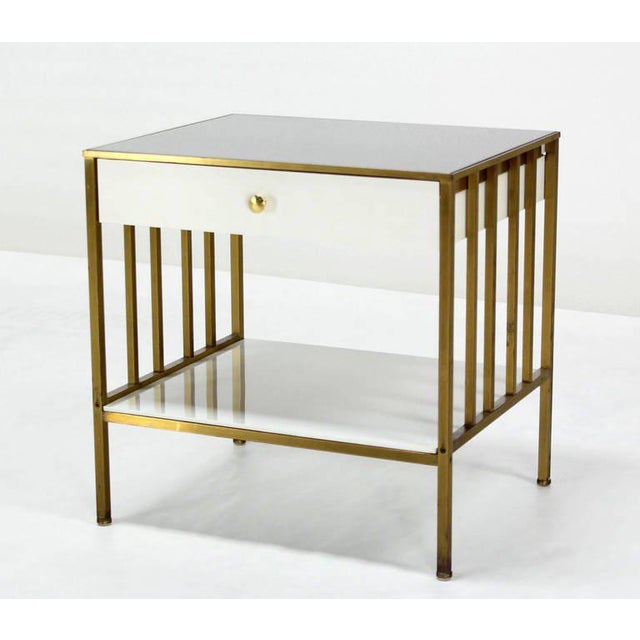 Mid Century Modern Solid Brass End Side Table One Drawer Stand Chairish