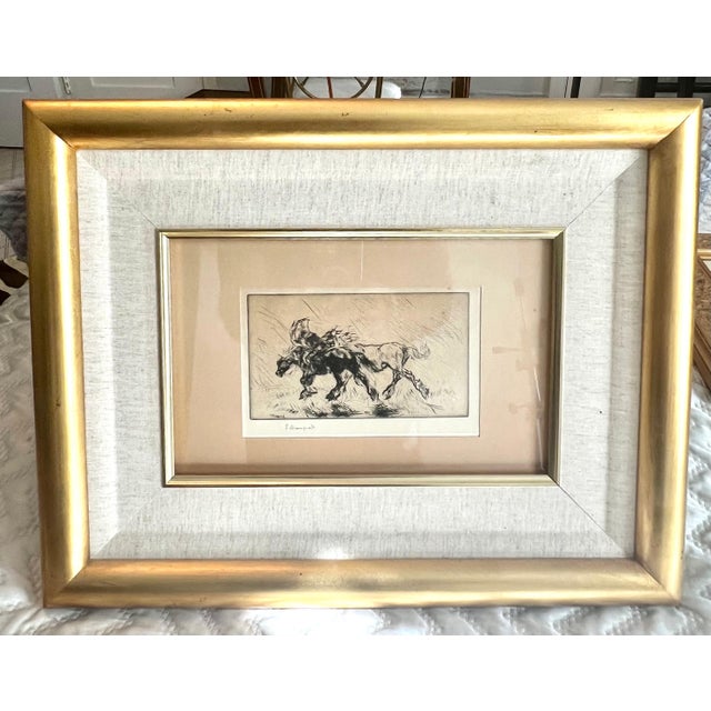 Edmund Blampied Pen Drawing of a Horse Matted & Framed in Gilt Frame For Sale - Image 11 of 12