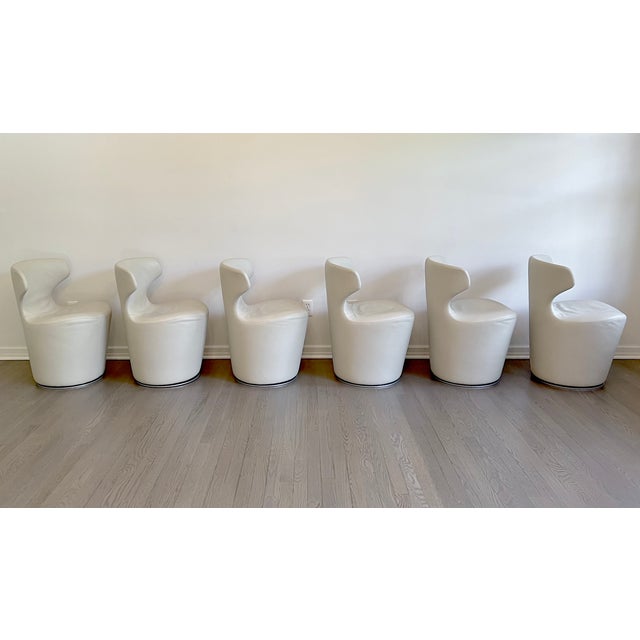 2010s Set of 4 B&b Italia Mini Papilio Beige Leather Swivel Dining Chairs For Sale - Image 5 of 13