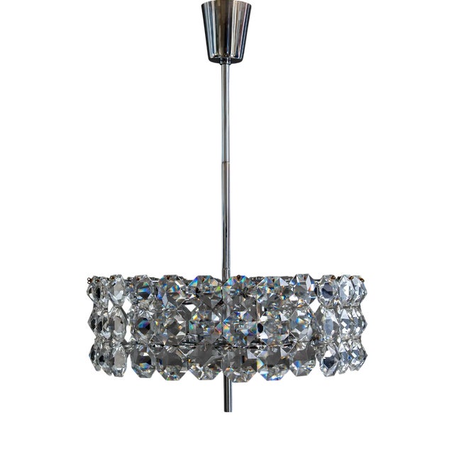 Chromed Chandelier from Bakalowits, Vienna, 1950s For Sale
