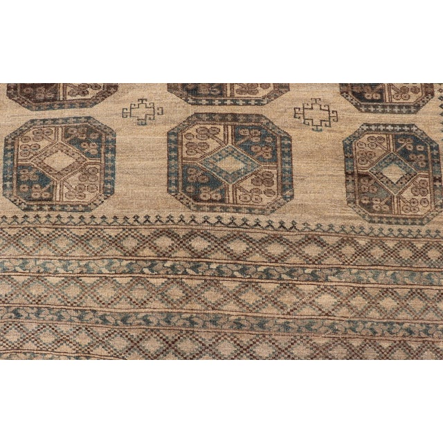 Textile Antique Ersari Rug Sophisticated Medallion Patterns in Earthy Tones 8'7 X 11'10 For Sale - Image 7 of 10
