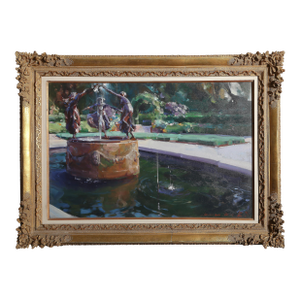 Conservatory Garden, Central Park, Ny, Signed Oil Painting