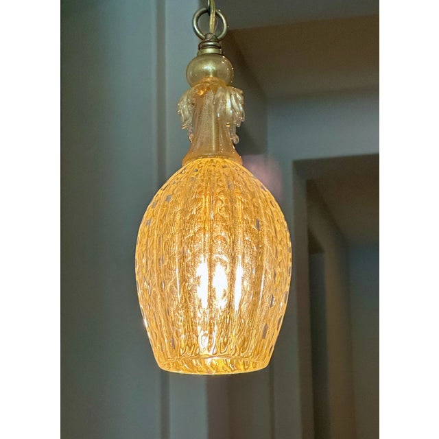 Glass Barovier Gold Bubbles Murano Glass Pendant Light For Sale - Image 7 of 12