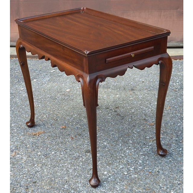 Wood Vintage Virginia Galleries by Henkel Harris Queen Anne Style Mahogany Silver Table For Sale - Image 7 of 12