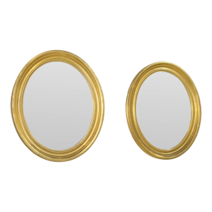 Antique Oval Giltwood Mirrors - A Pair