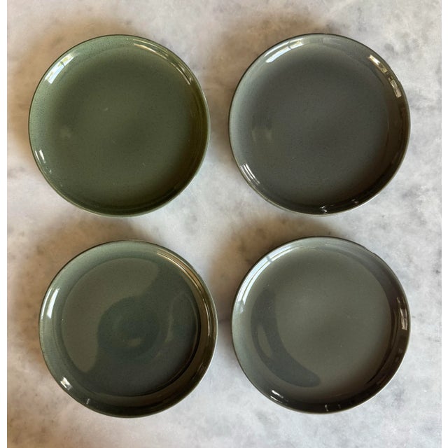 Mid-Century Modern Set of 4 Small Russel Wright Cedar Green Plates For Sale - Image 3 of 10