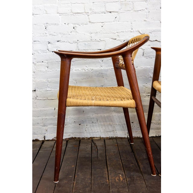 Set of Four (4) Bambi Teak & Cane Dining Chairs by Rolf Rastad & Adolf Relling, Norway 1950s For Sale - Image 14 of 15