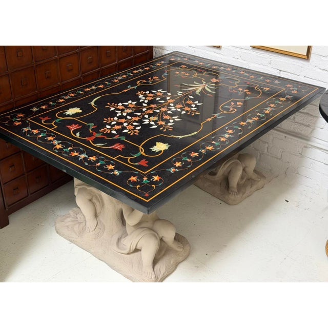 Roman Pietra Dura Inlaid Marble Table Stone Putti Base For Sale - Image 9 of 10