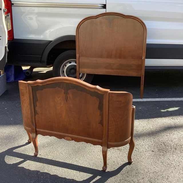 Wood Vintage American Walnut Twin Bed by Atlas Furniture Co Jamestown Ny For Sale - Image 7 of 9
