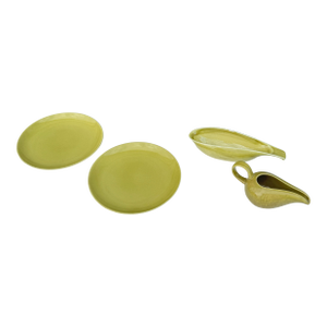 Mid Century Modern Chartreuse Green Russel Wright Iroquois Dinnerware and Serving Dishes- 4 Pieces