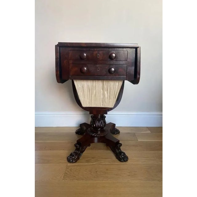 Antique Regency Figured Mahogany Sewing Table, 1800s For Sale - Image 3 of 9