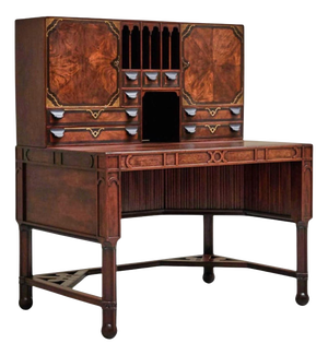 Vintage Desk in Mahogany and Brass, 1930s
