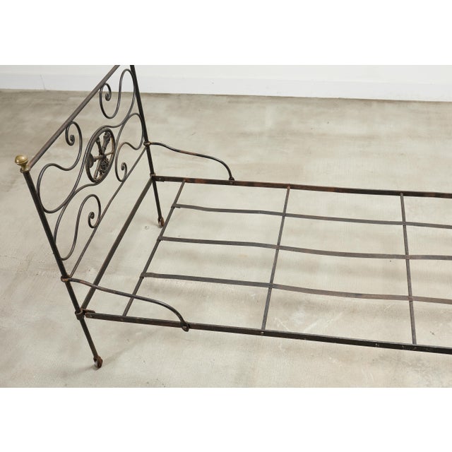 19th C. French Napoleon III Empire Wrought Iron Bronze Daybed For Sale - Image 11 of 16