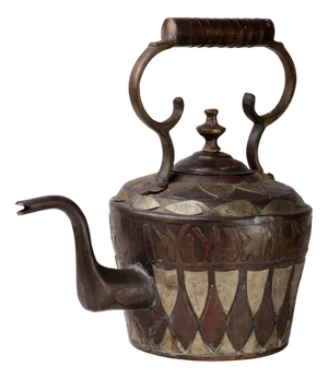 Antique French Moroccan Copper and Silver Kettle, 1890s