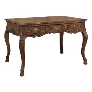 Antique Country French Liégeoise White Oak Writing Desk For Sale