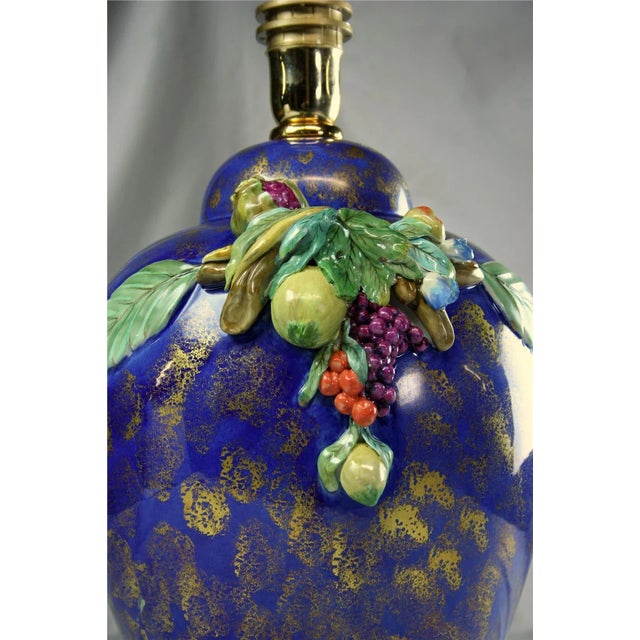 Ceramic Italian Hand-Painted Majolica Table Lamp For Sale - Image 7 of 13