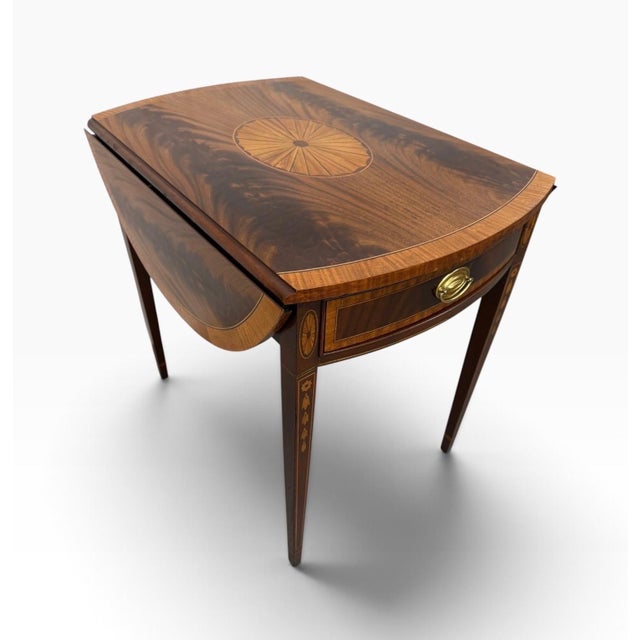 Neoclassical Vintage Council Craftsman Mahogany Pembroke Side Table - Refinished! For Sale - Image 3 of 11