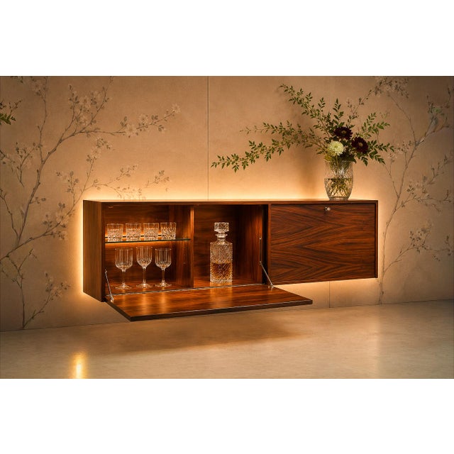 Brazilian Modern Floating Bar / Sideboard in Hardwood by Carlo Hauner, 1950s For Sale - Image 14 of 18