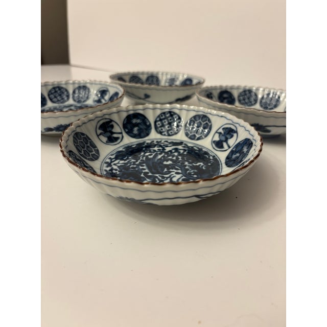 Chen Chi Early 19th Century Set of Four Ching Te Chen Style Blue and White Phoenix Salad Plates For Sale - Image 4 of 7