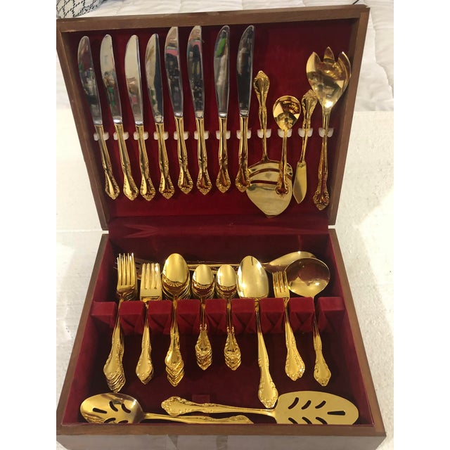 Estia Golden Cascade 66pc Gold Flatware Set Service for 8 For Sale - Image 11 of 11