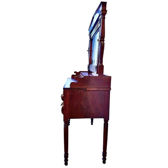 Early 19th Century Early 19th-Century American Empire Dressing Table With Flame Mahogany Veneer For Sale - Image 5 of 14