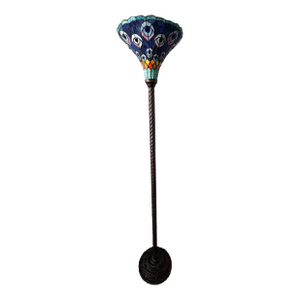 Vintage Tiffany Style Peacock Floor Lamp With Bronze Base