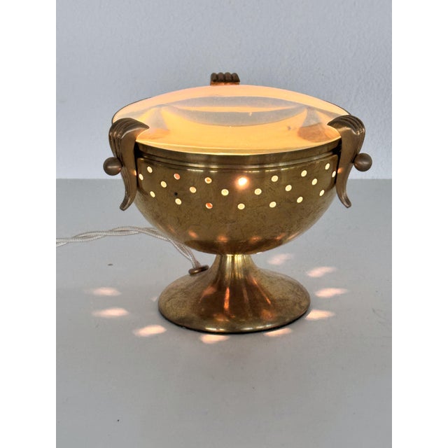 Mid-Century Modern Vintage Italian Brass and Glass Table Lamp from Fontana Arte, 1950s For Sale - Image 3 of 18