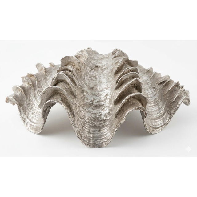 Hollywood Regency Vintage Silvered Clam Shell For Sale - Image 3 of 11