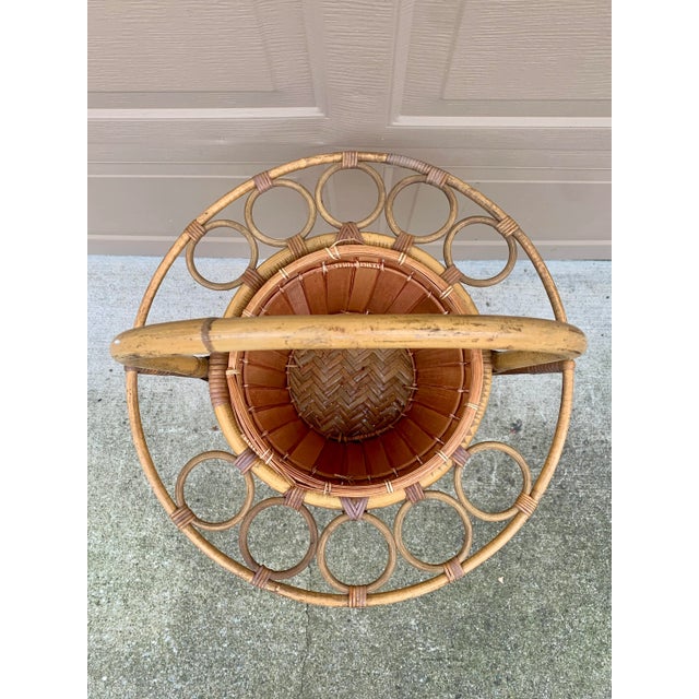 Brown Mid-Century Rattan and Bamboo Champagne Butler Stand For Sale - Image 8 of 13