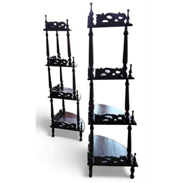 Wood Vintage Pair of Mahogany Victorian Corner Four Tiered Shelf For Sale - Image 7 of 8