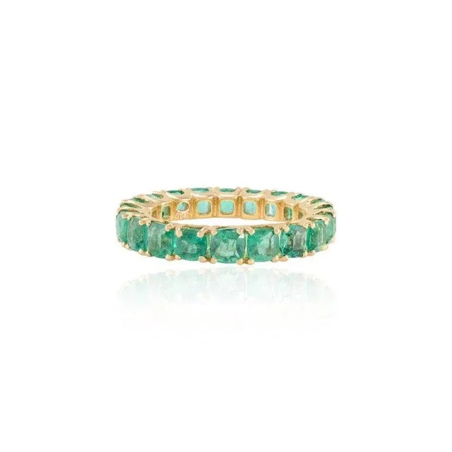4.06 Ctw Cushion Cut Emerald Eternity Band Ring Size 7 ( All Sizes Available ) For Sale In New York - Image 6 of 7