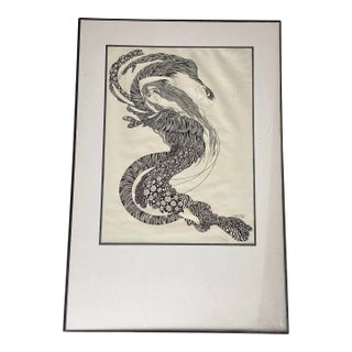 Hand Inked on Paper Surrealist Female Portrait Drawing Signed Ken Kreel 1989 For Sale