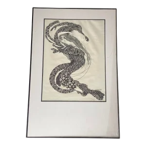 Hand Inked on Paper Surrealist Female Portrait Drawing Signed Ken Kreel 1989