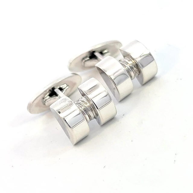 Contemporary 1990s Georg Jensen Estate Cufflinks Sterling Silver 15.4 Grams, 2 pieces For Sale - Image 3 of 12