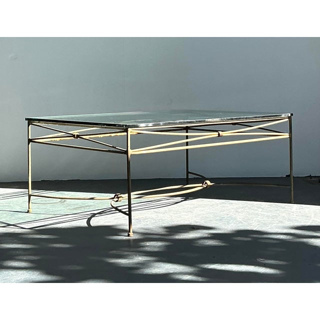 Spanish Revival Vintage Boho Distressed Wrought Iron Coffee Table For Sale - Image 3 of 8