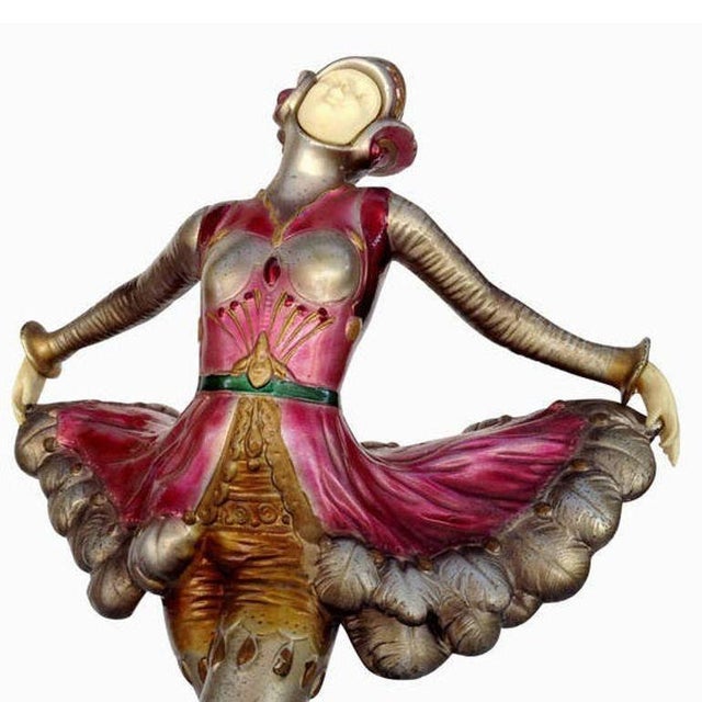 Metal 1930s Art Deco Spelter and Onyx Dancer Style Statue For Sale - Image 7 of 10