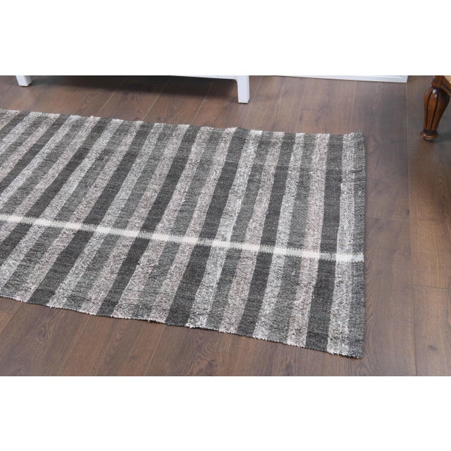 1970s Vintage Turkish Hand-Knotted Wool Cotton Beige Kilim Runner Rug For Sale - Image 5 of 10