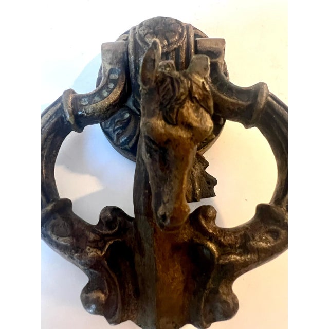 Bronze Solid Bronze Sculptural Brass Horse Head Door Knocker For Sale - Image 8 of 10