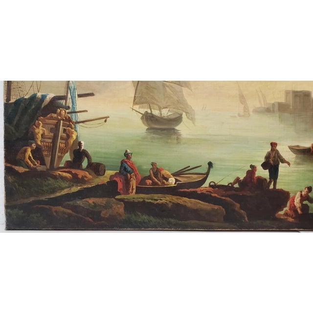 Splendid Italian School "Port Side" Oil Painting Early to Mid 19th Century A fantastic original oil painting of a bustling...