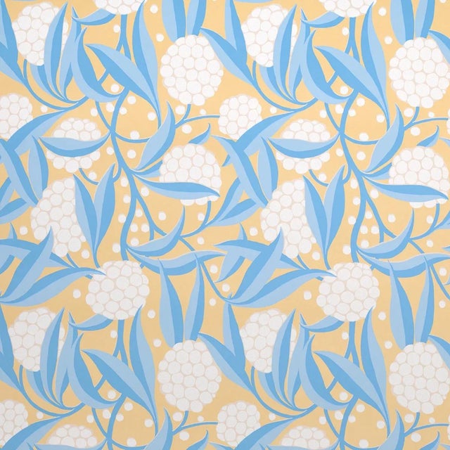 Schumacher Sample - Schumacher Rubus Wallpaper in Yellow For Sale - Image 4 of 4