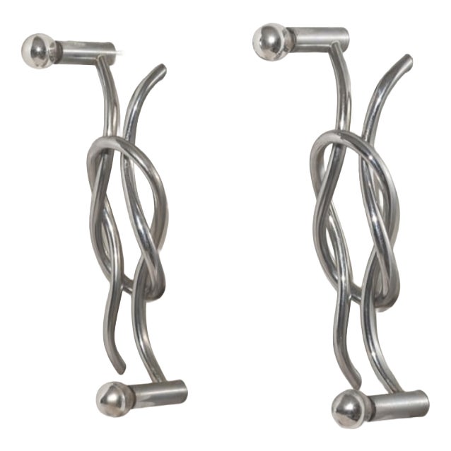 Wall Lamps Sculptures Nodo Model in Chrome by Giacomo Benevelli for Missagli, 1970s, Set of 2 For Sale