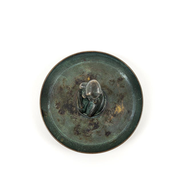 Art Deco Bronze Vide-Poche with Seated Female Figure, Scandinavia, 1930s For Sale - Image 3 of 6