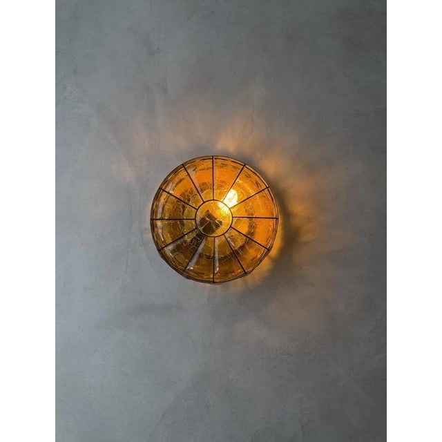 Vintage Amber Crackle Glass Ceiling Lamp by Nanny Still, 1970s For Sale - Image 10 of 12