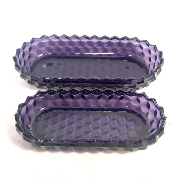 20th Century Fostoria American Purple Glass Serving Dish Pair For Sale - Image 9 of 11